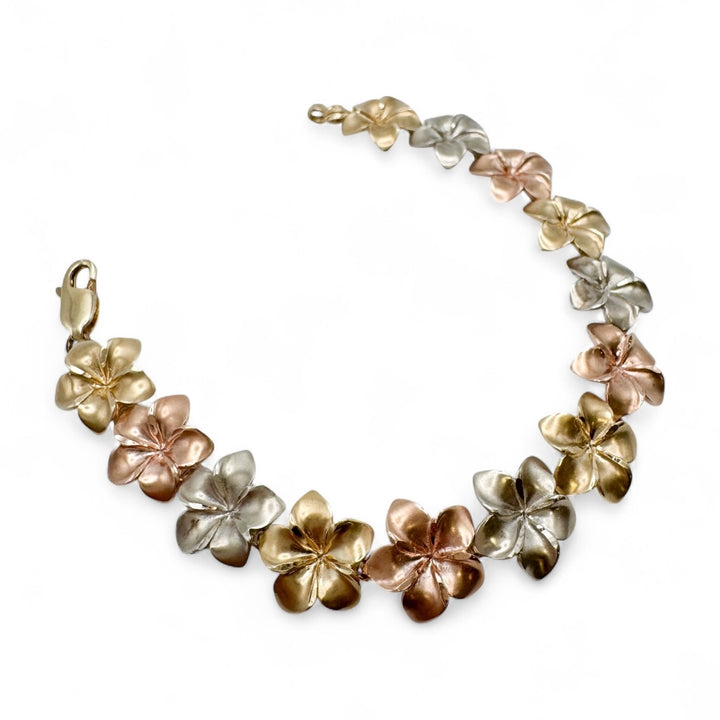 14k Tri-Color Plumeria Estate Bracelet