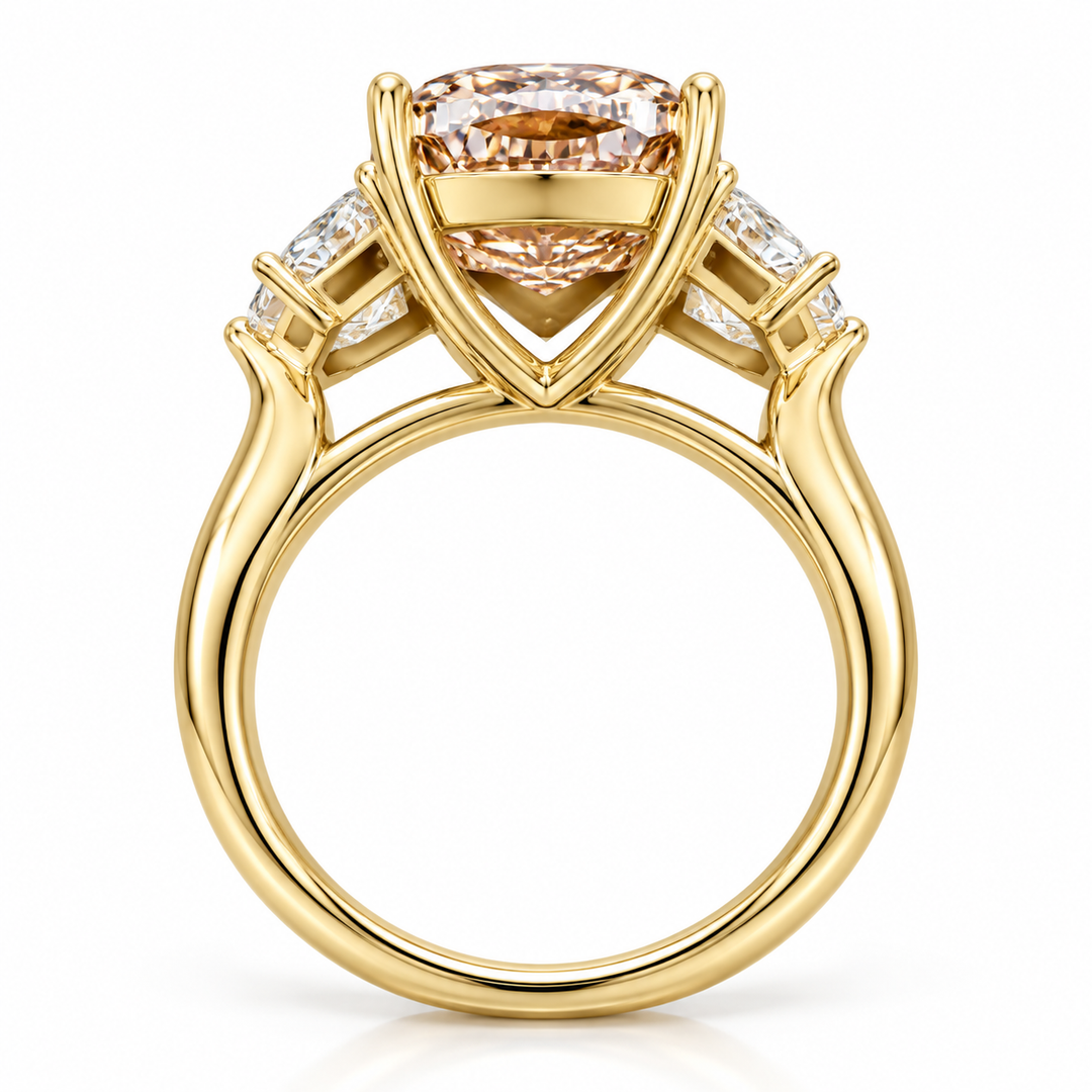 14k Yellow 3 Stone Lab Grown Diamond Engagement Ring