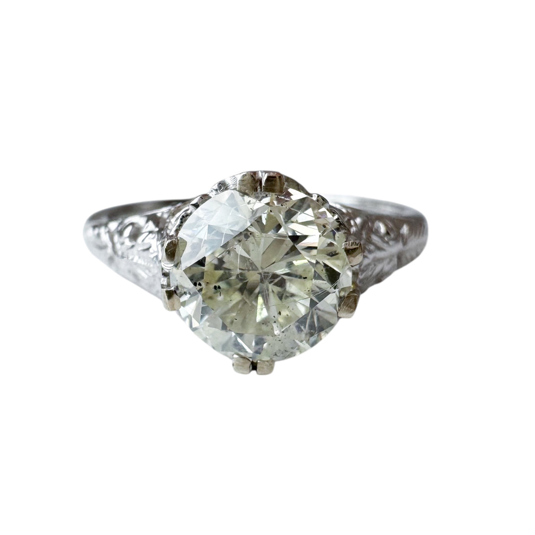 14k White Gold Antique Diamond Estate Ring