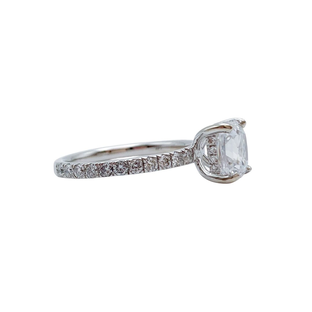 14k White Gold Pave Lab Grown Diamond Engagement Ring 2.20 cttw