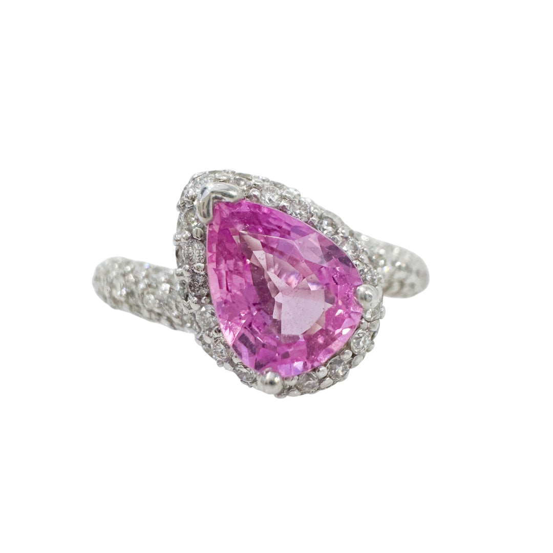 14k White Gold Pink Sapphire Estate Ring