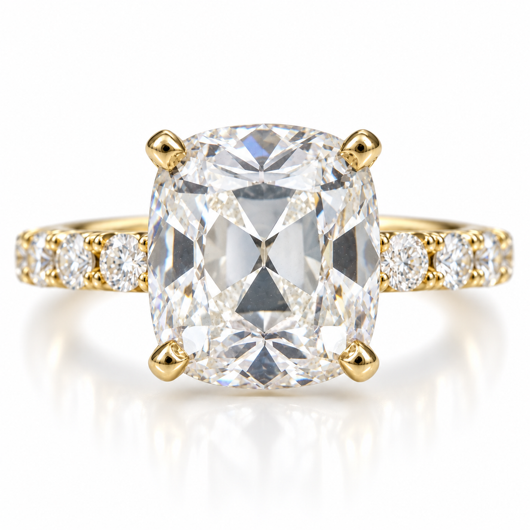 14k Yellow Vintage Cushion Engagement Ring