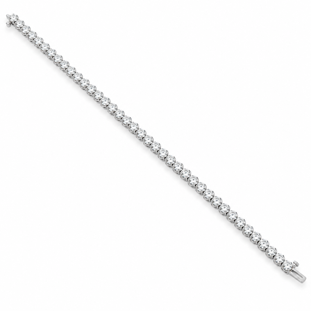 14k White Tennis Diamond Estate Bracelet