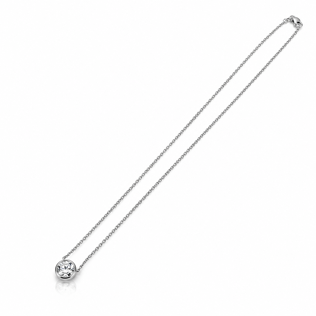 14k White Gold Bezel 1.08ct Lab Grown Diamond Pendant
