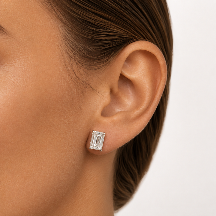 14k White Lab Grown Diamond Earrings 3.09 cttw