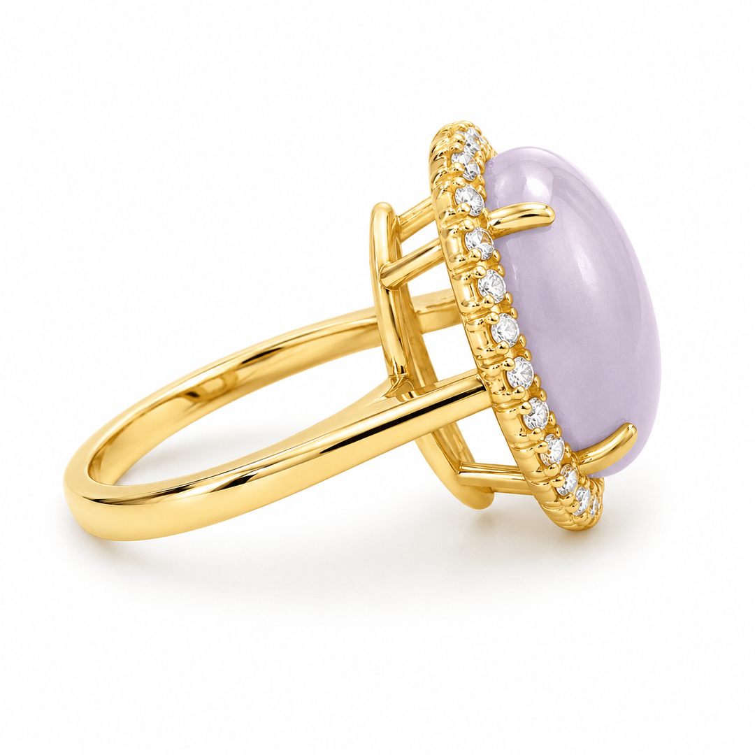 14k Yellow Halo Jade Estate Ring