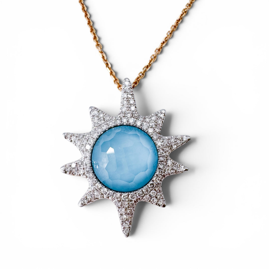 14k Yellow Gold Turquoise Pendant