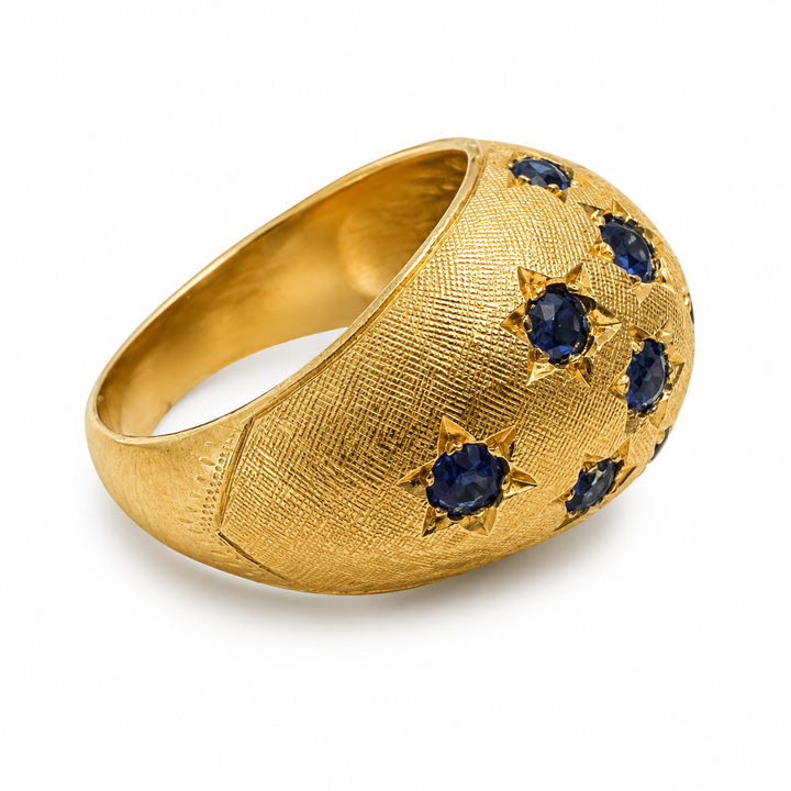14k Yellow Dome Sapphire Estate Ring