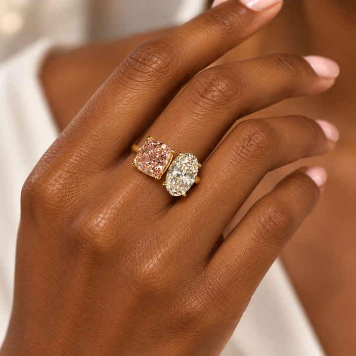 14k Yellow 2 Stone Lab Grown Diamond Ring