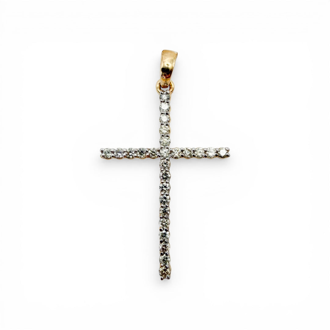 14k Yellow Gold Cross Diamond Pendant