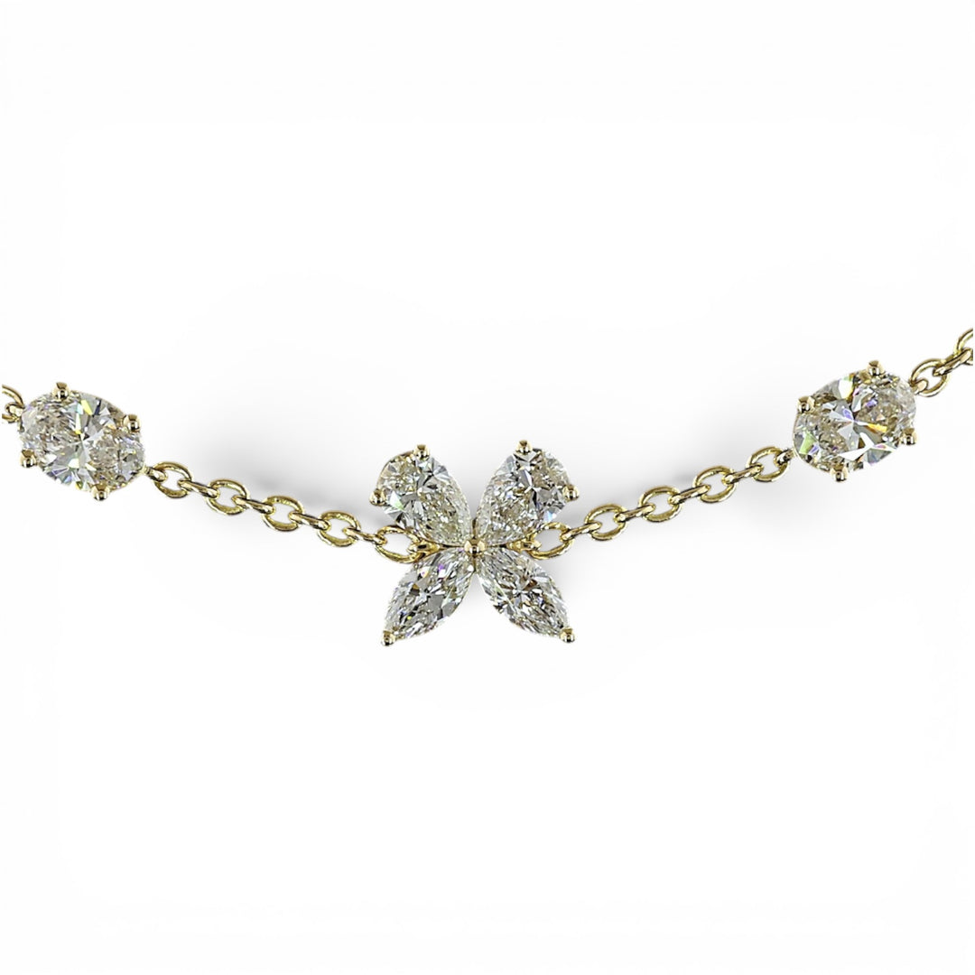 14k Yellow Gold Flower Lab Grown Diamond Necklace