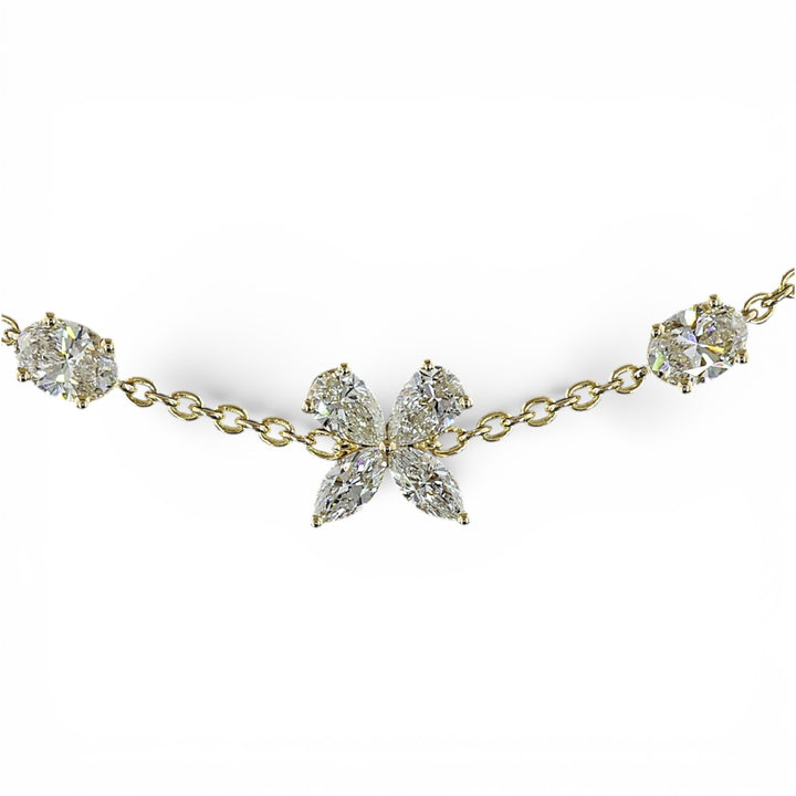 14k Yellow Gold Flower Lab Grown Diamond Necklace
