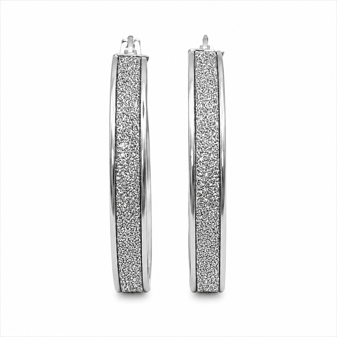 14k White Medium Hoop Earrings