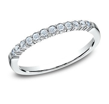 14k White Gold Prong Set 0.24ctw Round Diamond Wedding Band