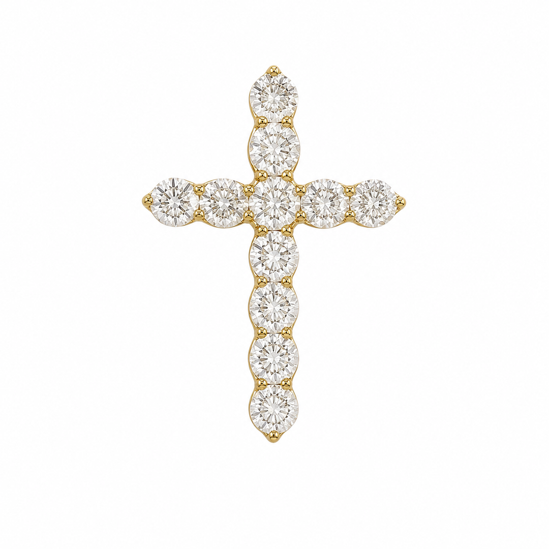 14k Yellow Cross Lab Grown Diamond Pendants