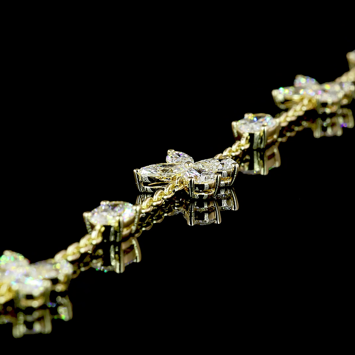 14k Yellow Gold Flower Lab Grown Diamond Necklace