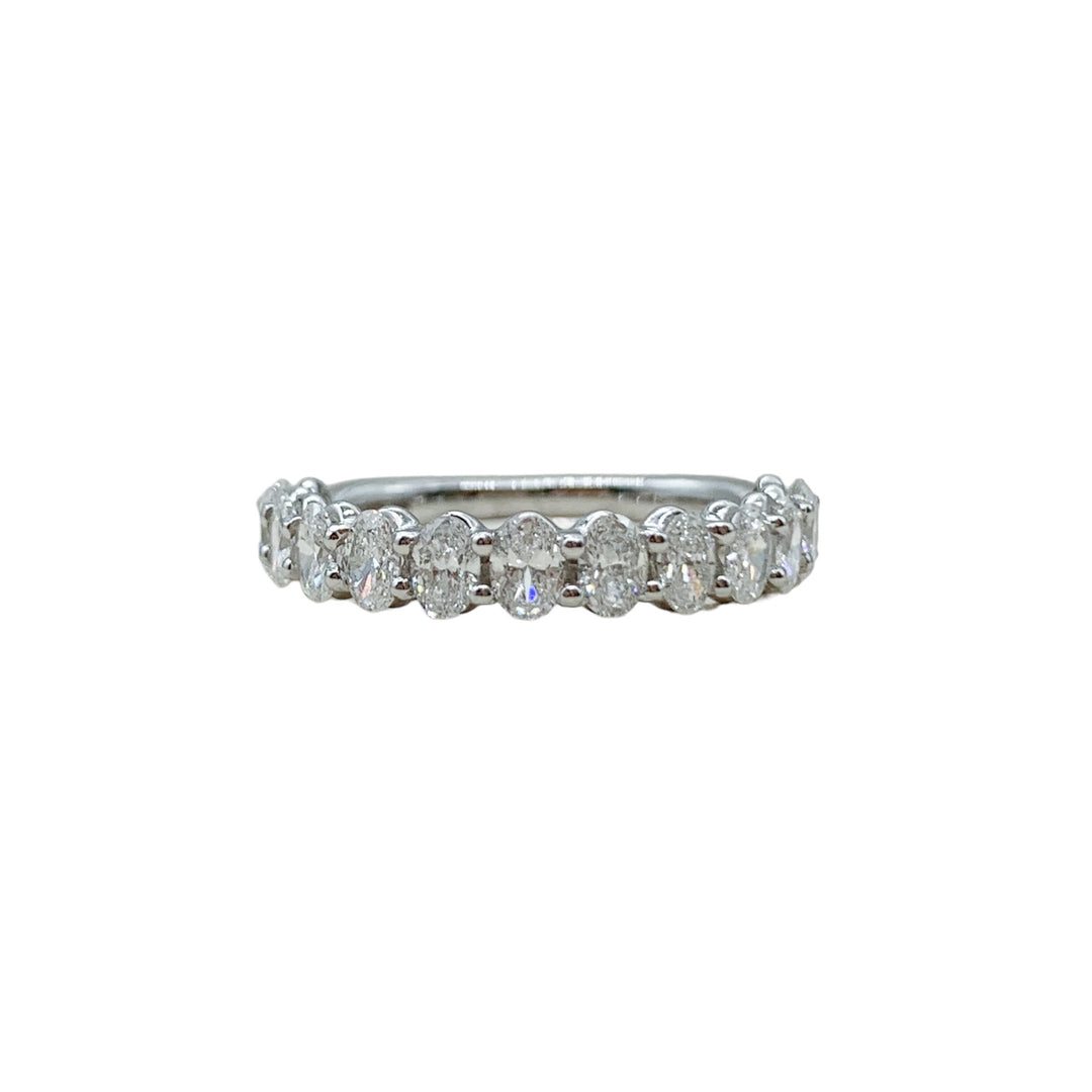 14k White Gold Shared Prong 1.30ctw Oval Diamond Wedding Band