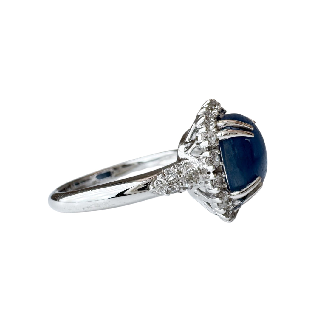 14k White Gold Halo Star Sapphire Estate Ring
