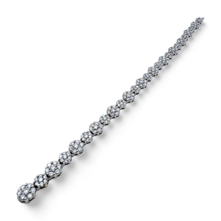 14k White Gold Flower Diamond Estate Bracelet