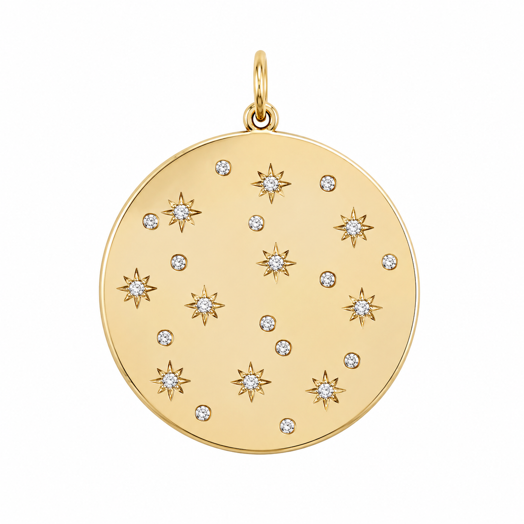 14k Yellow Large Diamond Disc Charm