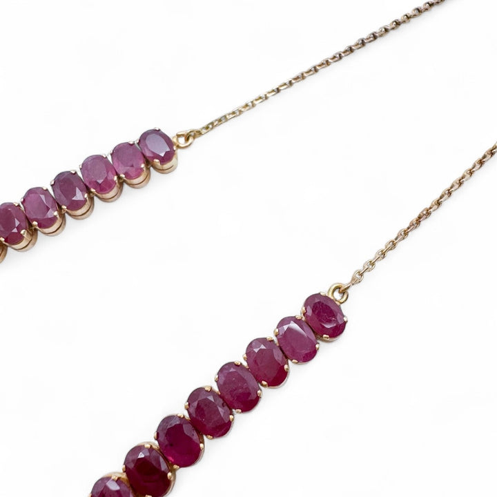 14k Yellow Gold Created Ruby Estate Necklace