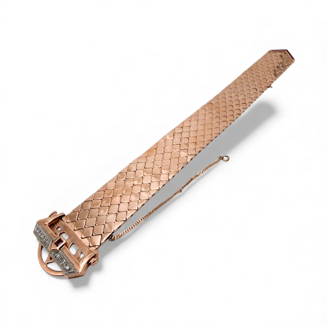 14k Rose Gold 1940's Estate Bracelet