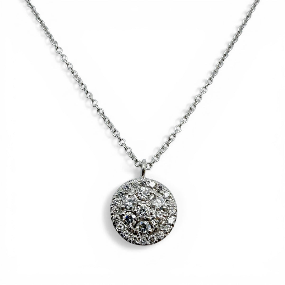 14k White Gold Cluster Diamond Pendant