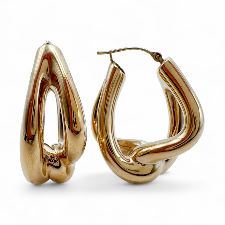 14k Yellow Gold Large Hoop Estate Earrings