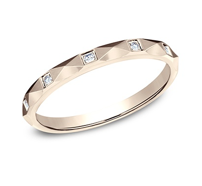 14k Yellow Gold Geometric Diamond Wedding Band