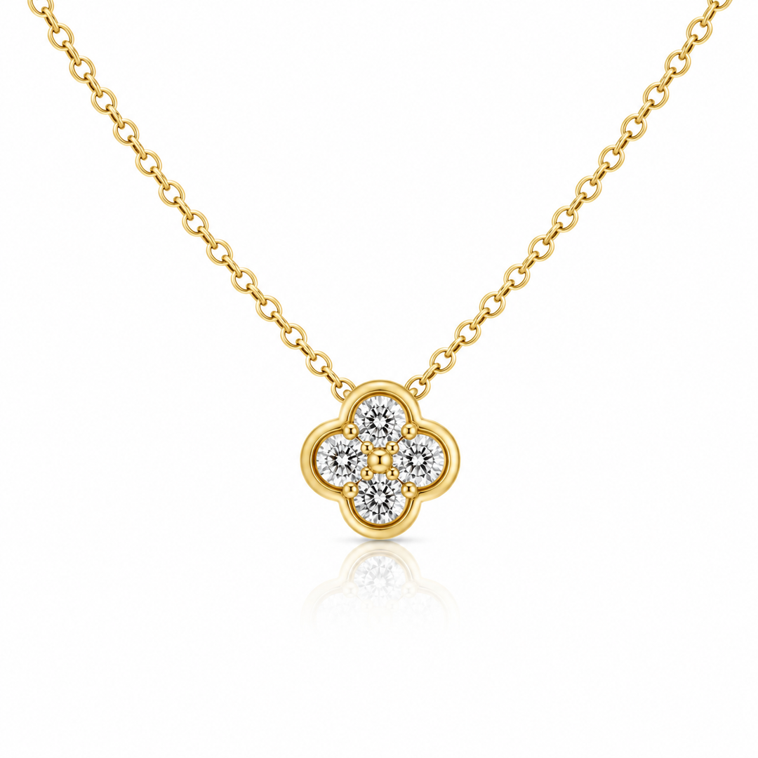 14k Yellow Flower Diamond Pendant