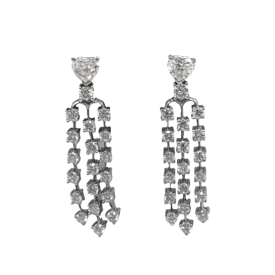 14k White Gold Drop Diamond Estate Earrings
