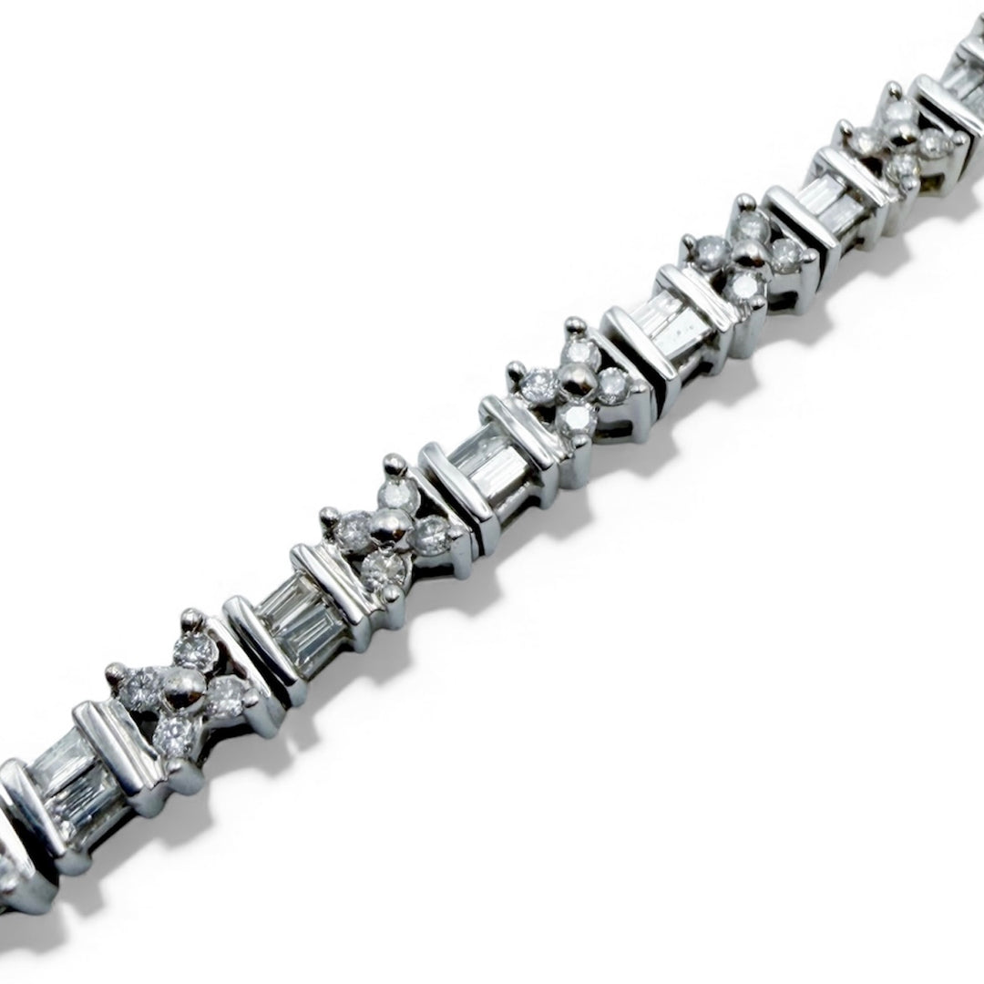 14k White Gold Tennis Diamond Estate Bracelet
