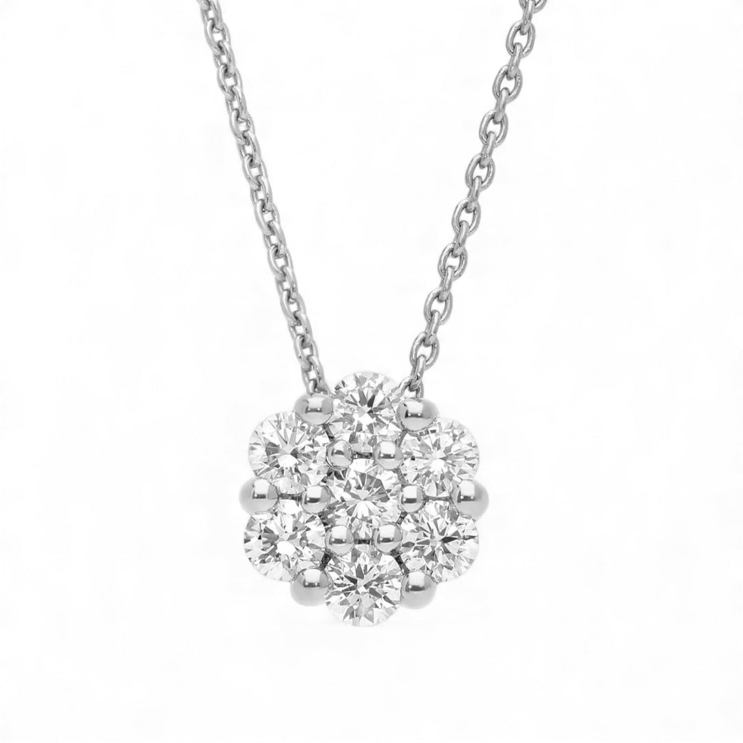 14k White Gold Cluster Diamond Pendant