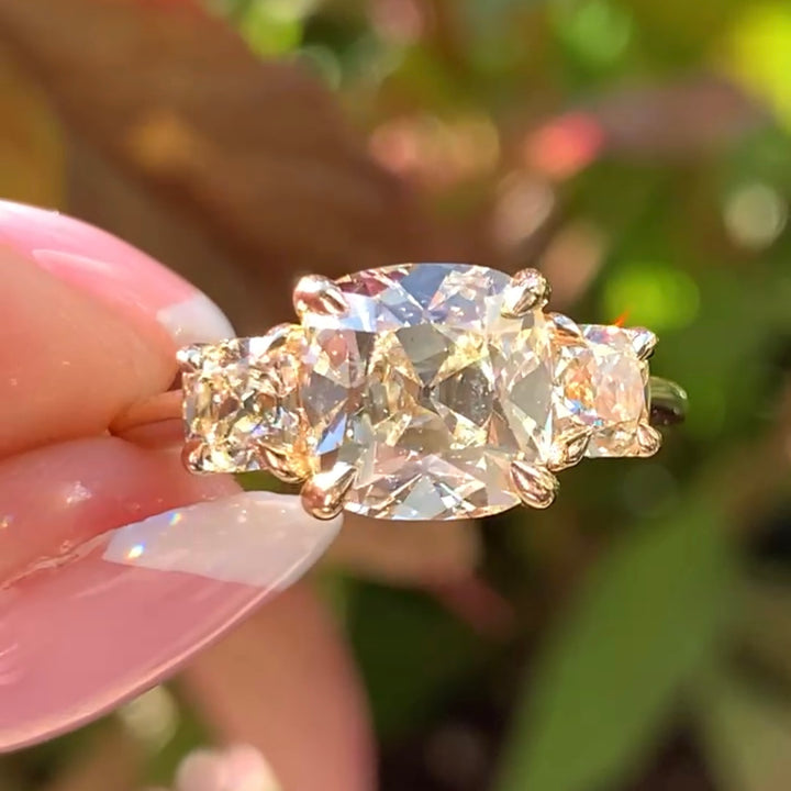 14k Yellow Gold 3 Stone Engagement Ring