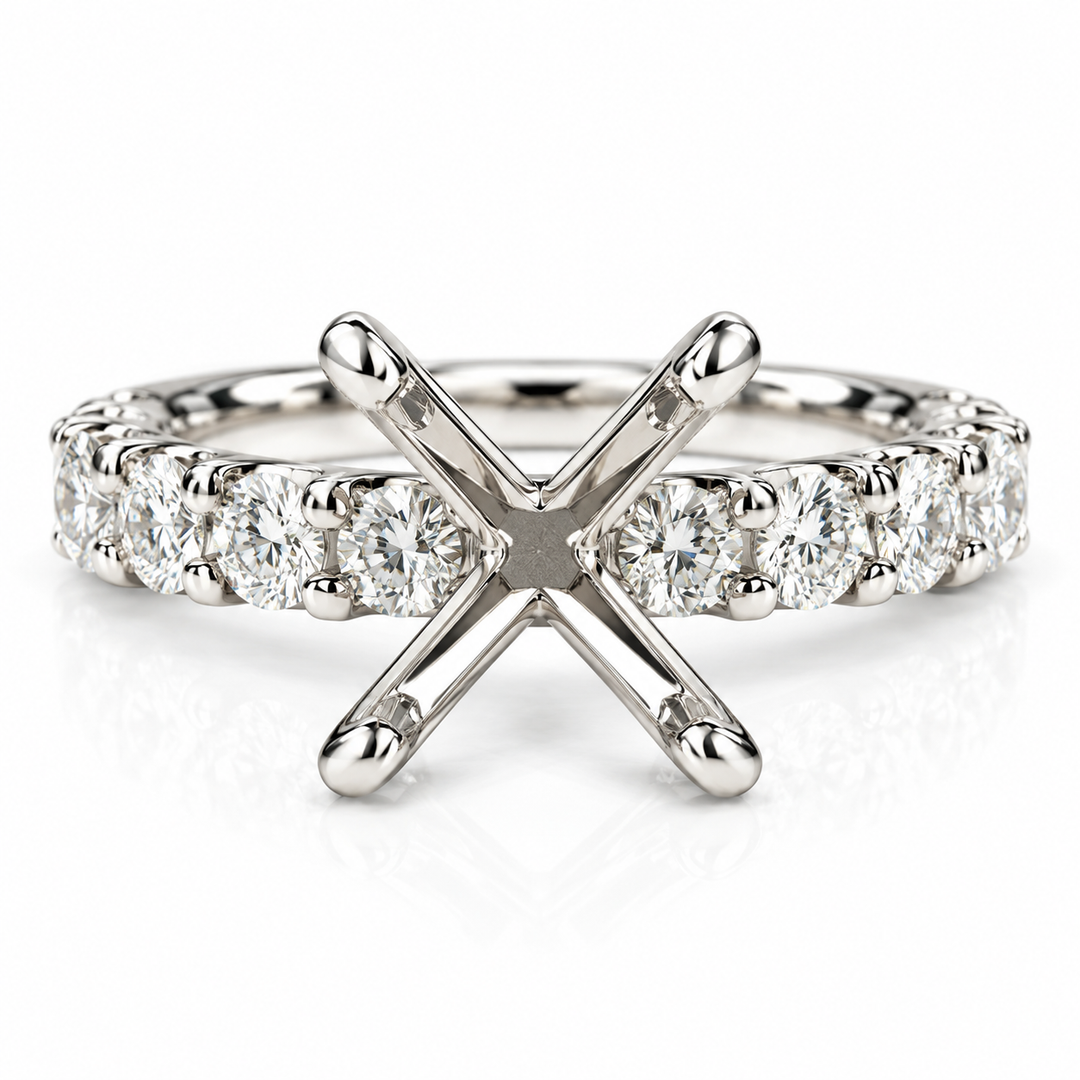 14kt White Lab Grown Semi Mount Engagement Ring Mounting