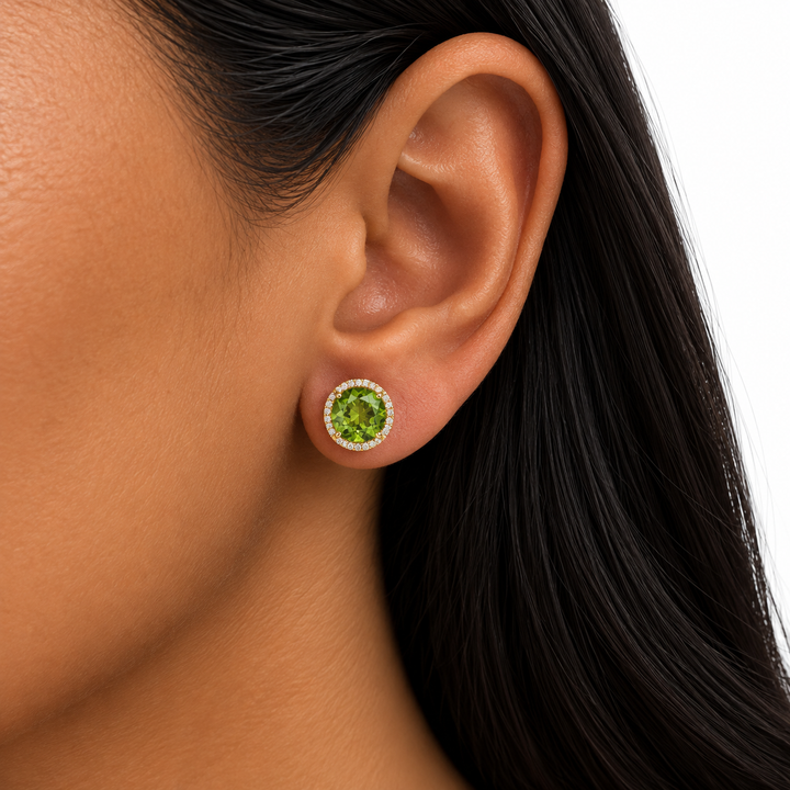 14k Stud Peridot Earrings