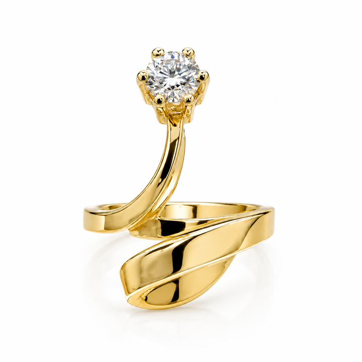 18k Yellow Geometric Diamond Estate Ring