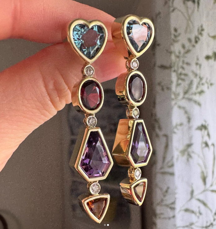 14k Yellow Gold Gemstone Estate Earrings