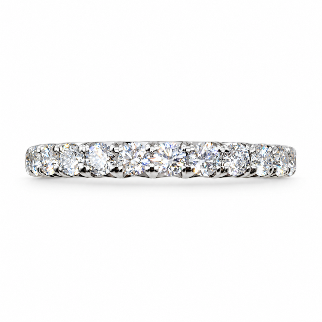 14k White Gold Prong Set 0.65ctw Round Diamond Wedding Band