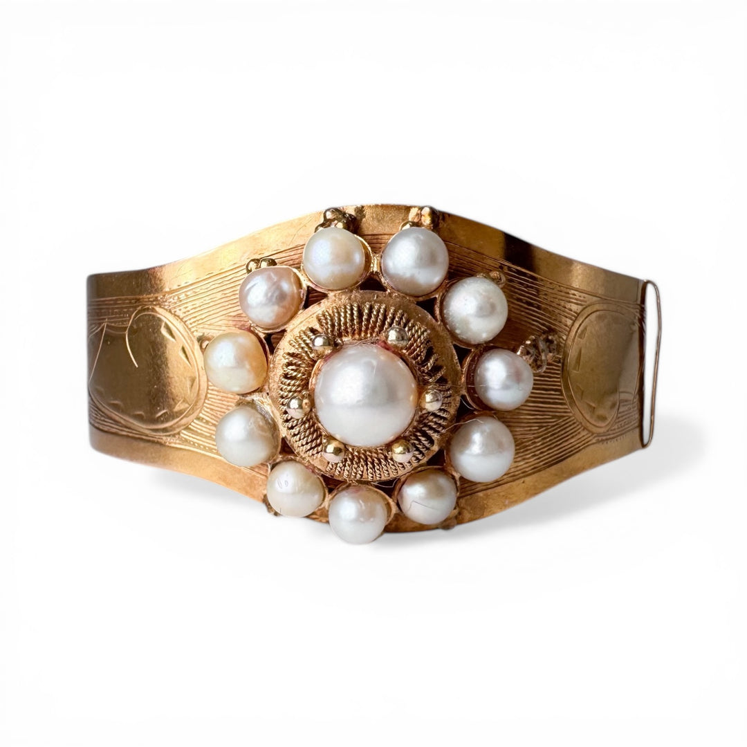 12k Yellow Gold Cuff Antique Bracelet