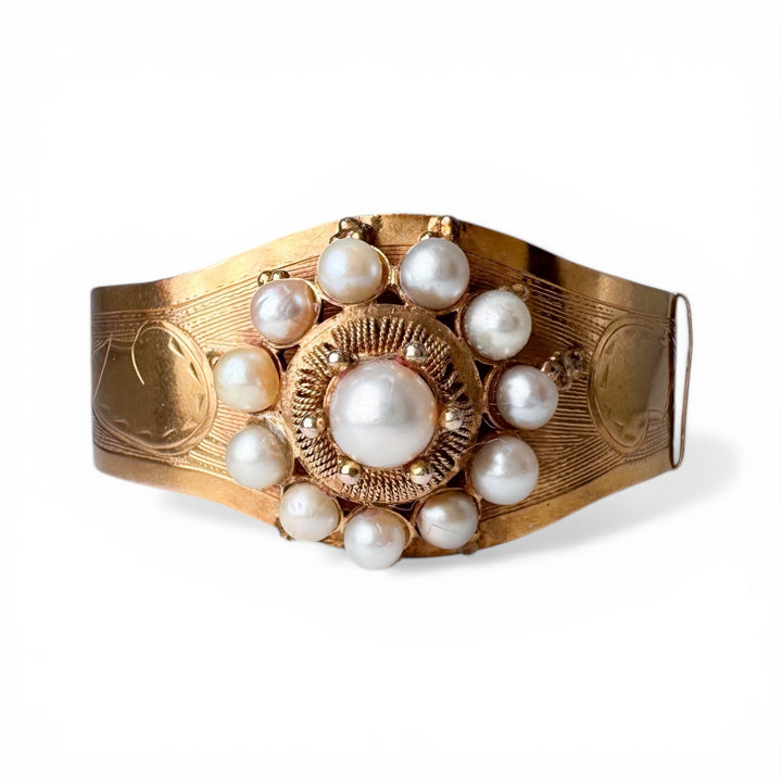 12k Yellow Gold Cuff Antique Bracelet