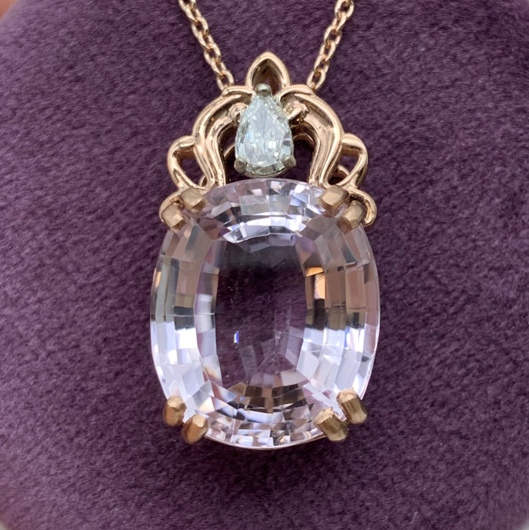 14k Rose Gold Kunzite Pendant