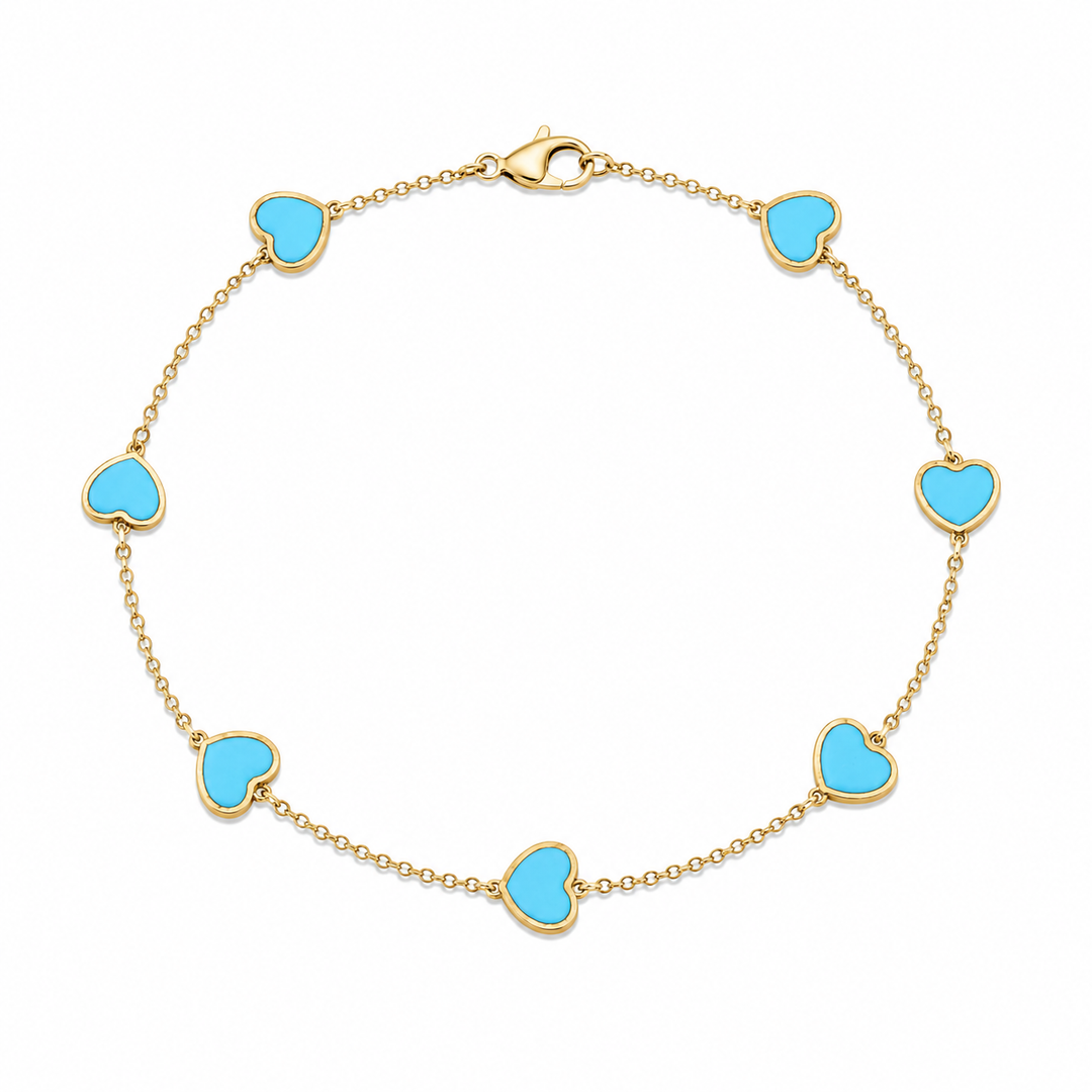 14k Yellow Heart Ankle Bracelet 9 inch