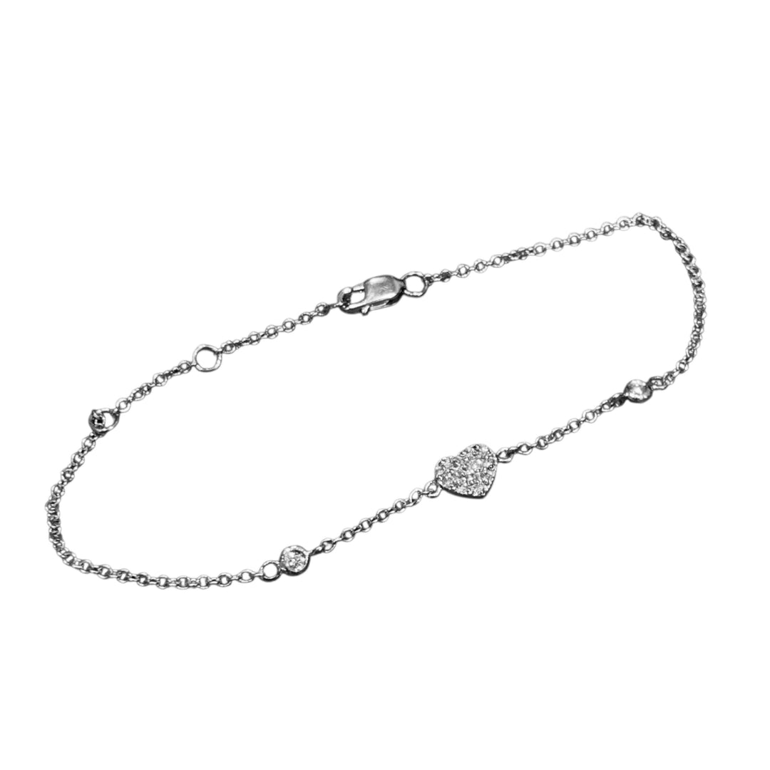 14k White Cable Link Ankle Bracelet 10.5 inch