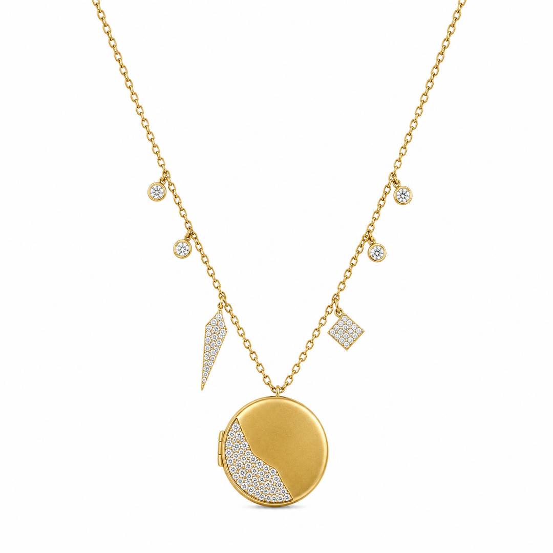 14k Two Tone Contemporary Diamond Necklace