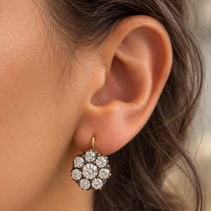 14k Yellow Gold Antique Diamond Estate Earrings