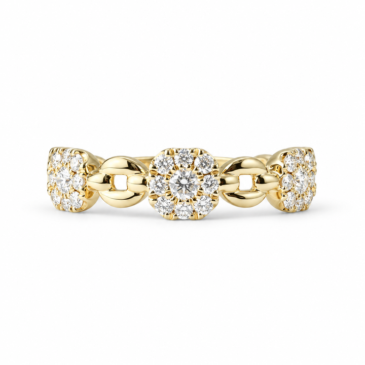 14k Yellow Gold Cluster 0.22ctw Round Diamond Wedding Band