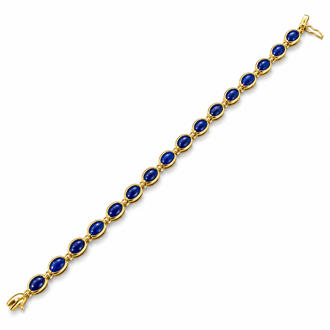 14k Yellow Bezel Set Lapis Estate Bracelet