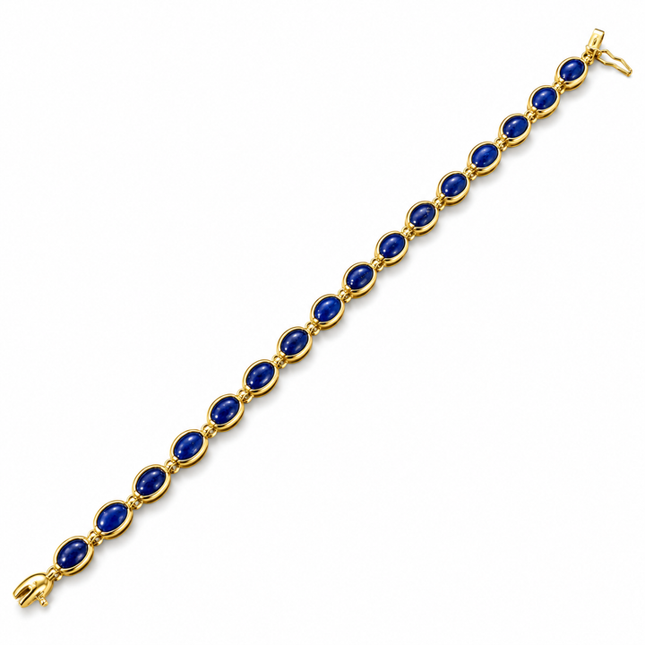 14k Yellow Bezel Set Lapis Estate Bracelet