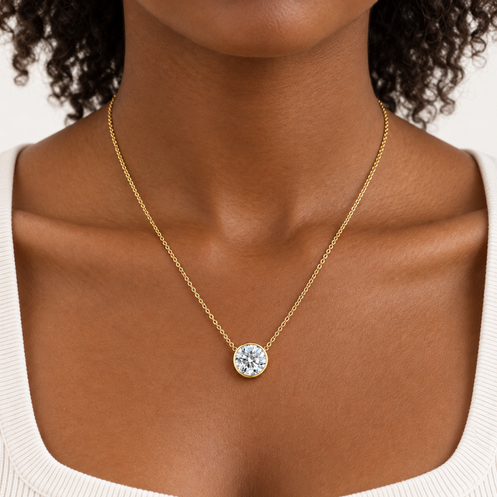 14k Yellow Bezel Lab Grown 2.75ct Diamond Pendant